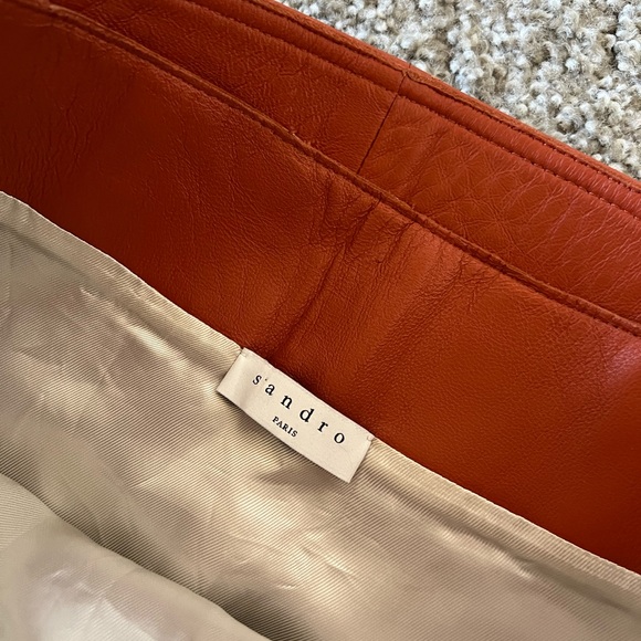 Sandro Real Leather Belted Skirt - Picture 4 of 8